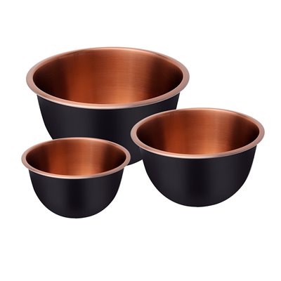 Klausberg KB-7390 3-Piece Bowl Set Stainless Steel Black and Copper 0.5 L 1.8 L 4L 