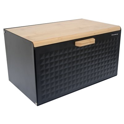 Bread box, steel-bambus, black Klausberg