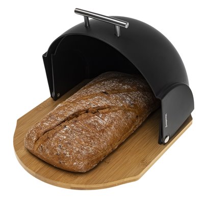 Bread box, acrylic-bamboo, black Klausberg