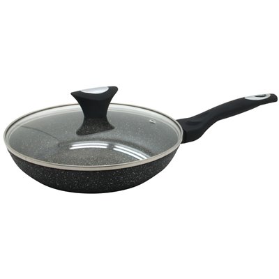 Frying pan, with lid, aluminum, marble grey, Ø20cm Klausberg