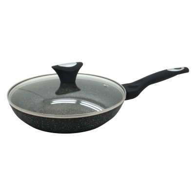 Frying pan, with lid, aluminum, marble grey, Ø24cm Klausberg - KB-7039