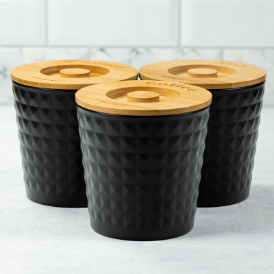 Containers, set of 3, black Klausberg