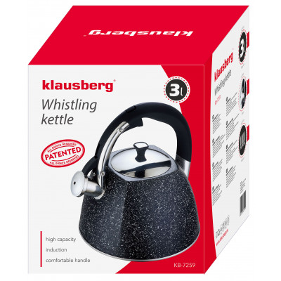 Czajnik tradycyjny, stalowy 3l czarny marmurek Klausberg